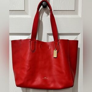 Coach Derby Tote Red with Dark Brown Suede Inside